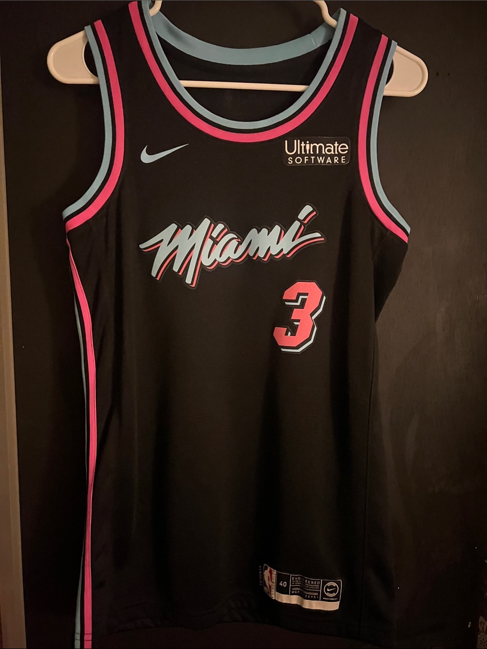 Nike Black Miami Vice Swingman Jersey with Pink & Aqua Trim - #3
